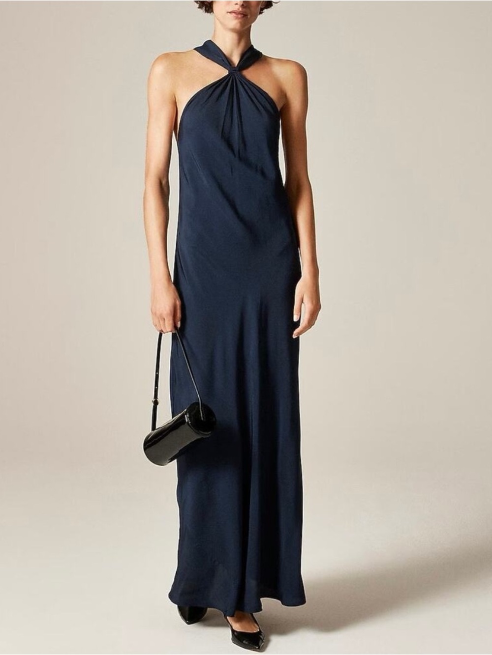 NEW J. Crew Collection Halter Slip Dress Lined Modern Formal Navy Blue Size 0